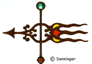 Denninger Fiske Arrow with Stained Glass in Tail and Faceted Prism Glass Top 