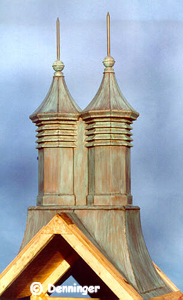 Verdigris Patina on Large Denninger Cupola Vent with Finials