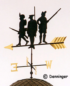 Denninger Custom Redcoats Weathervane in our black patina with gold leaf accents